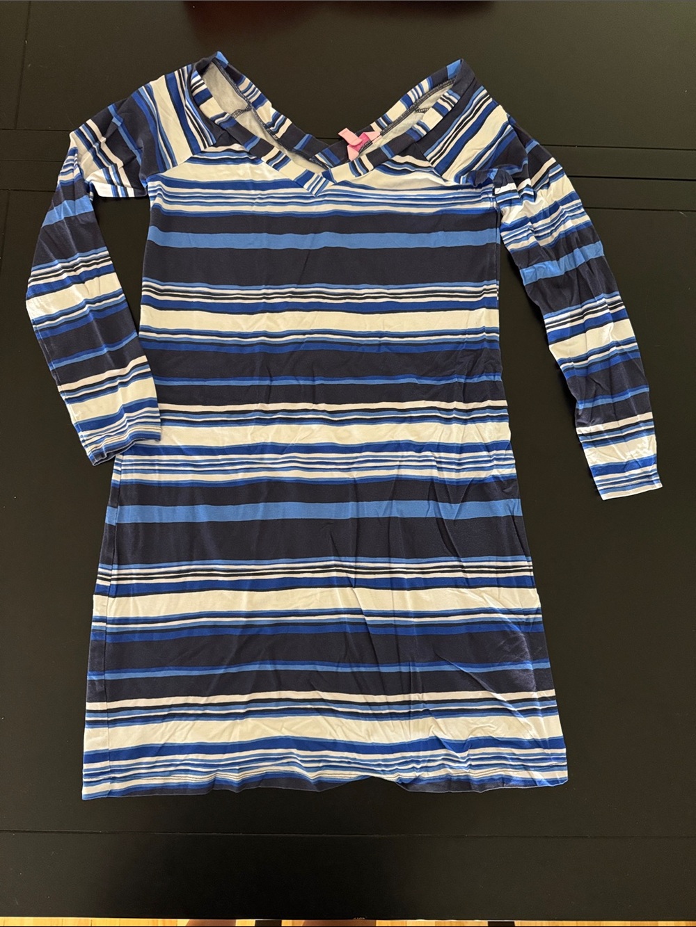 Lilly Pulitzer Navy, Royal Blue & White Striped Long Sleeve Mini Dress